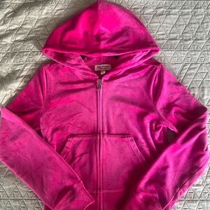Juicy Couture Girls Bright Pink Velour Zip Hoodie